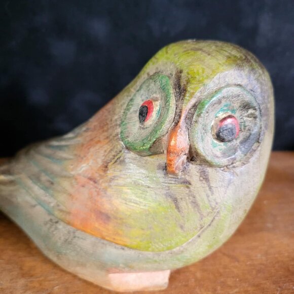 Vintage Hand carved Wooden Barn Owl ~adorable! - Picture 5 of 6